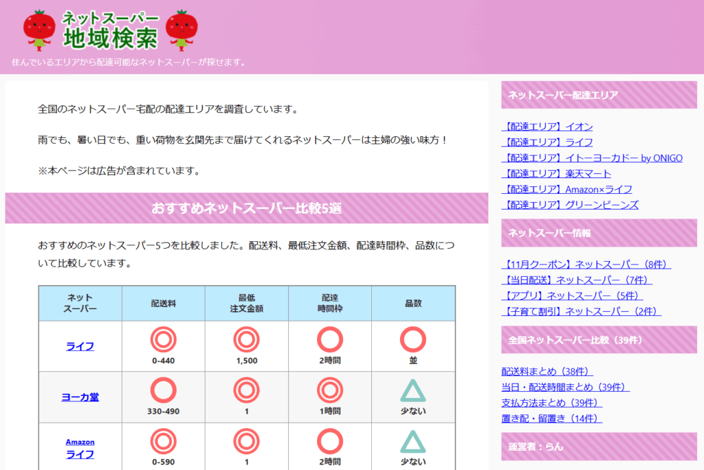 ネットスーパー地域検索